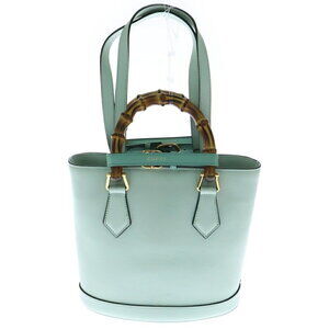 Gucci Bamboo Diana Green Handbag Leather